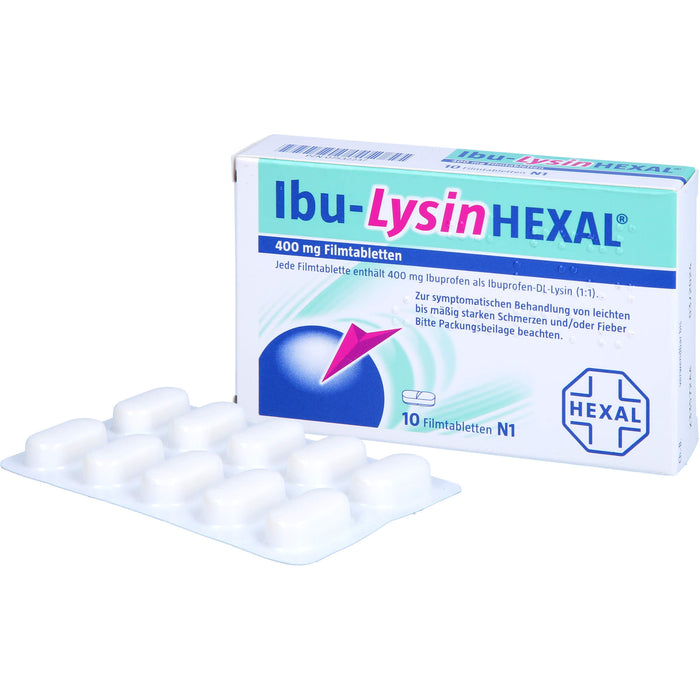 Ibu-Lysin Hexal 400 mg Filmtabletten bei Schmerzen und Fieber, 10 pcs. Tablets