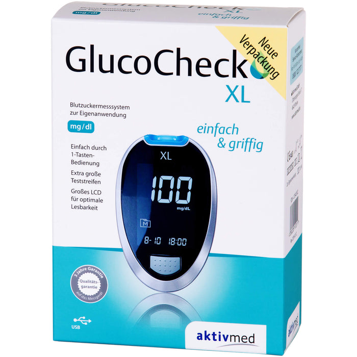 GlucoCheck XL Blutzuckermessgerät Set mg/dl, 1 St 