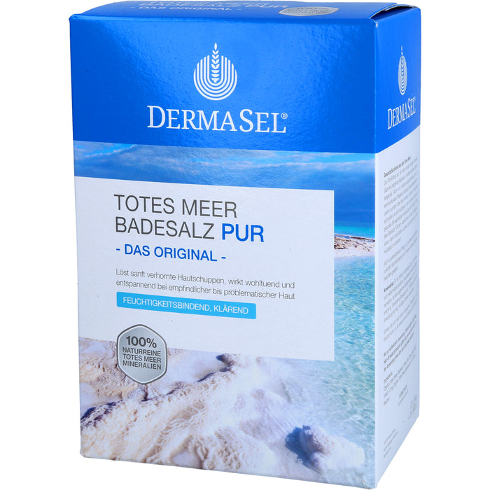 DermaSel Totes Meer Badesalz Pur feuchtigkeitsbindend und klärend, 1500 g Salz