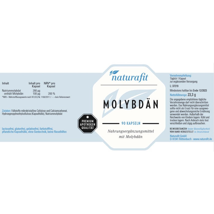 naturafit Molybdaen Kapseln, 90 pc Capsules