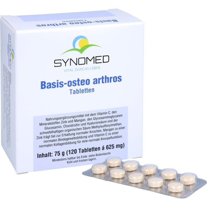 SYNOMED Basis-osteo Arthros Tabletten zur Erhaltung normaler Knochen und Knorpelfunktion, 120 pcs. Tablets