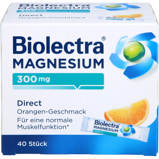 Biolectra Magnesium 300 mg direct Orangengeschmack Pellets in Sticks, 40 St. Beutel