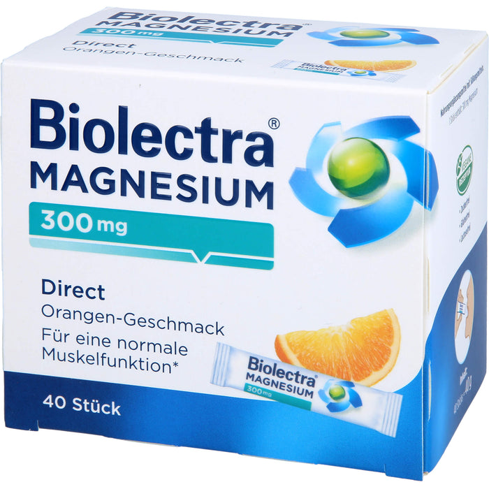Biolectra Magnesium 300 mg direct Orangengeschmack Pellets in Sticks, 40 St. Beutel