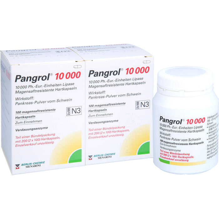 Pangrol  10 000, 10 000 Ph.-Eur.-Einheiten Lipase Magensaftresistente Hartkapseln, 200 pc Capsules