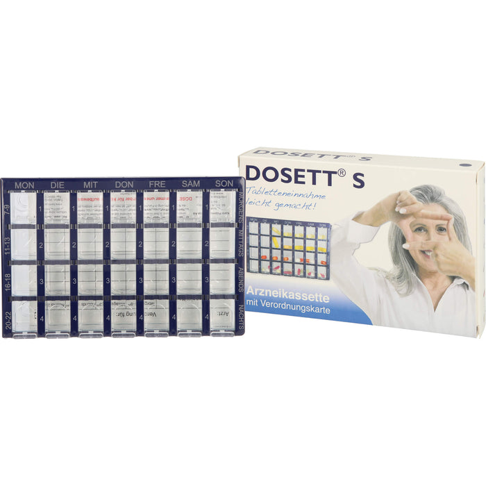 Dosett S Arzneikassette mit Verordnungskarte blau, 1 pc petite boîte