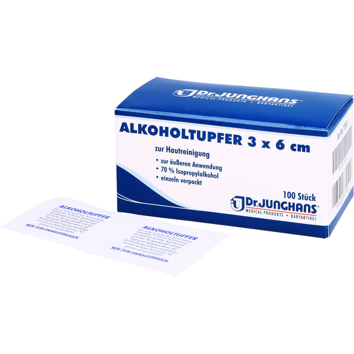 DR. JUNGHANS Alkoholtupfer 3 x 6 cm steril, 100 pc Écouvillon