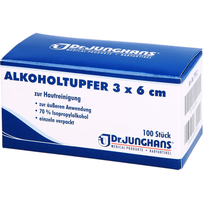 DR. JUNGHANS Alkoholtupfer 3 x 6 cm steril, 100 pc Écouvillon