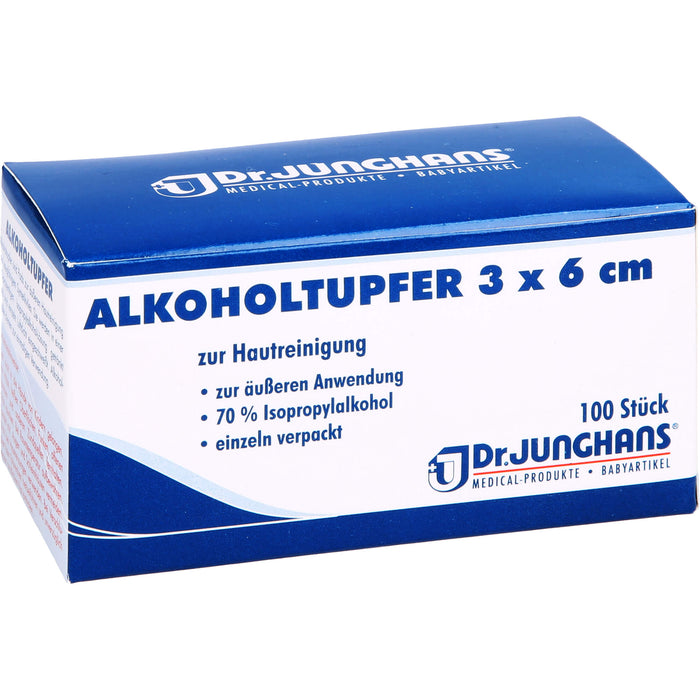 DR. JUNGHANS Alkoholtupfer 3 x 6 cm steril, 100 pc Écouvillon