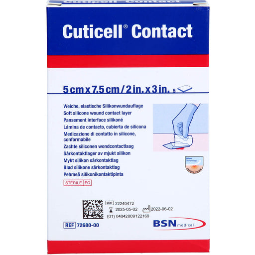 Cuticell Contact 5 cm x 7,5 cm weiche elastische Silikonauflage, 5 St. Wundauflagen