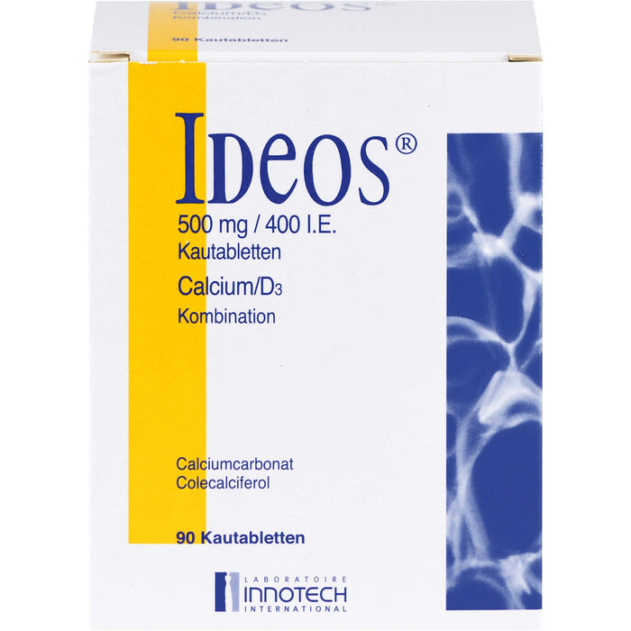 Ideos 500 mg / 400 I.E. Kautabletten bei Vitamin D- und Calciummangel, 90 St. Tabletten