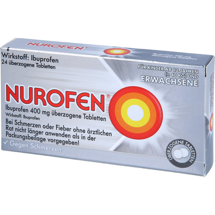 Nurofen Ibuprofen 400 mg Tabletten bei Schmerzen, 24 St. Tabletten