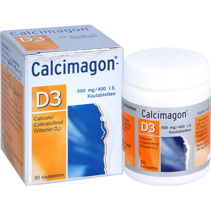 Calcimagon-D3 500 mg / 400 I.E. Kautabletten bei Vitamin D- und Calcium-Mangelzuständen, 30 St. Tabletten