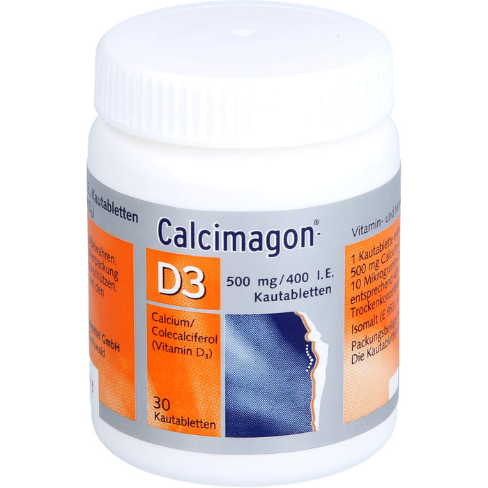 Calcimagon-D3 500 mg / 400 I.E. Kautabletten bei Vitamin D- und Calcium-Mangelzuständen, 30 pc Tablettes