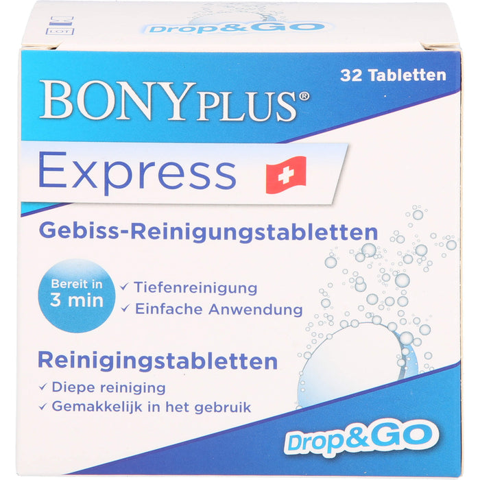 BONYPLUS Express Gebiss-Reinigungsbrausetabletten, 32 pc Comprimés effervescents