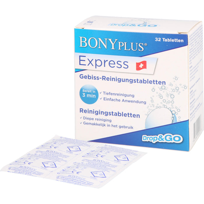 BONYPLUS Express Gebiss-Reinigungsbrausetabletten, 32 pc Comprimés effervescents