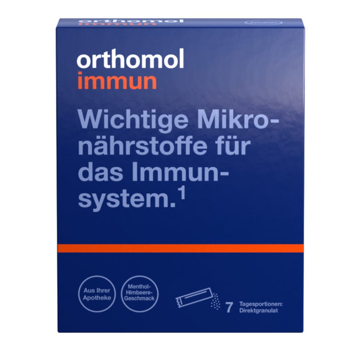 Orthomol Immun - Mikronährstoffe zur Unterstützung des Immunsystems - mit Vitamin C, Vitamin D und Zink - Menthol-Himbeere, 7 St. Tagesportionen