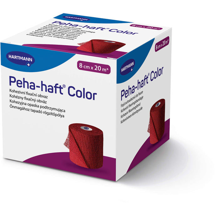 Peha-haft Color Fixierbinde latexfrei 8cmx20m rot, 1 St BIN