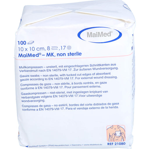 Mullkompressen 10x10 8fach unst., 100 St KOM