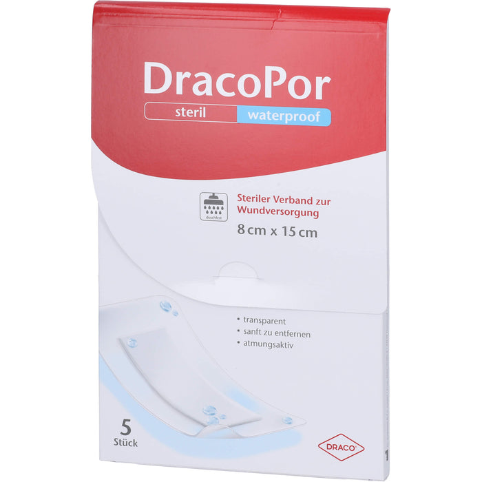 Dracopor Waterproof Wundverband steril 15cmx8cm, 5 pc Pansements