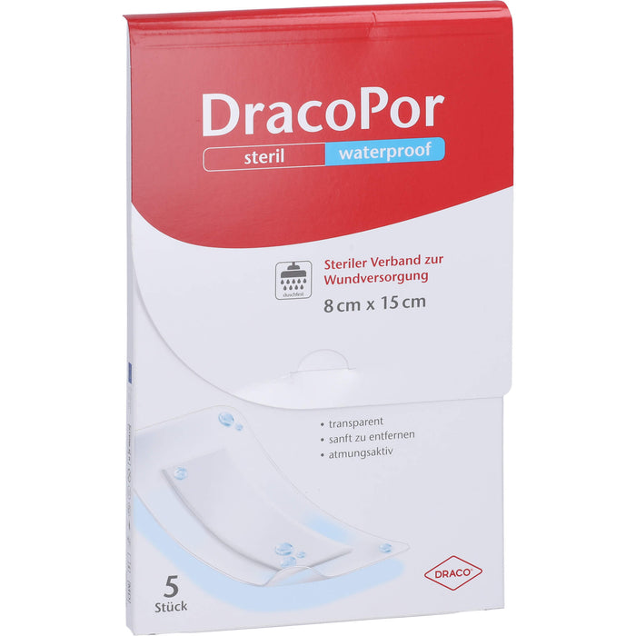 Dracopor Waterproof Wundverband steril 15cmx8cm, 5 pc Pansements