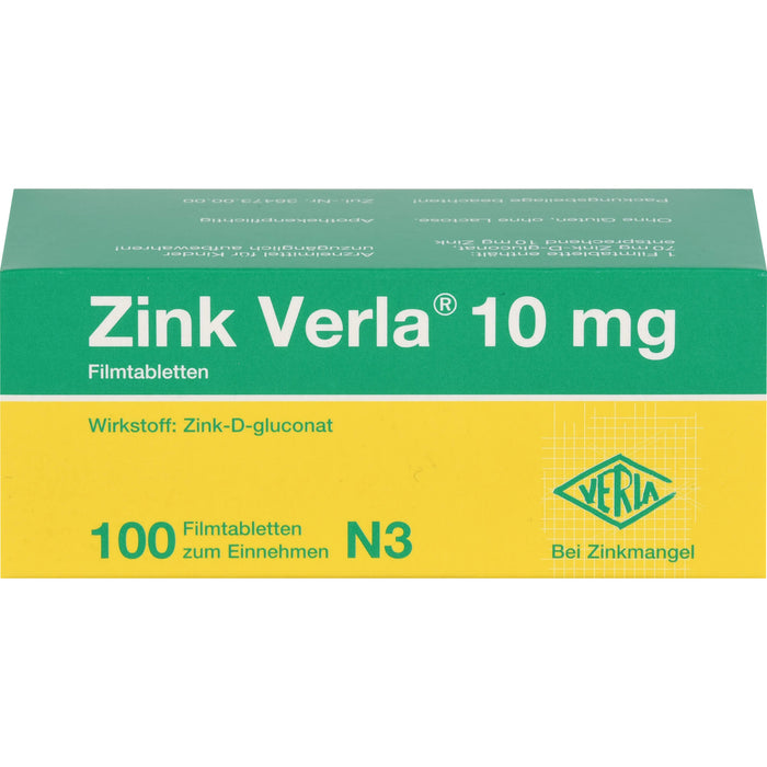 Zink Verla 10 mg Filmtabletten, 100 St. Tabletten