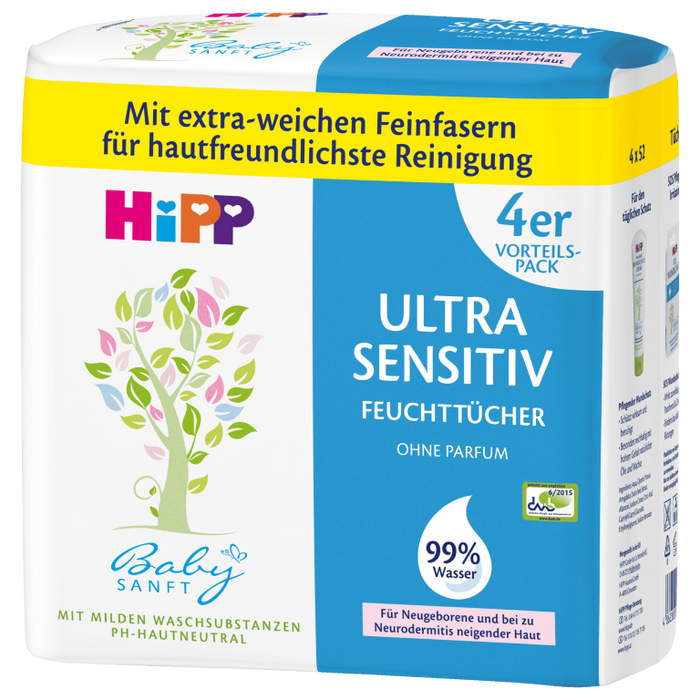 Hipp Babysanft Feuchttücher ohne Parfüm, 208 St. Tücher