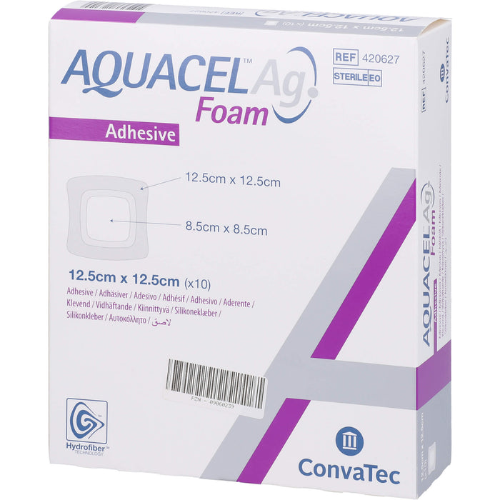 AQUACEL Ag Foam adhäsiv 12,5x12,5cm, 10 St VER