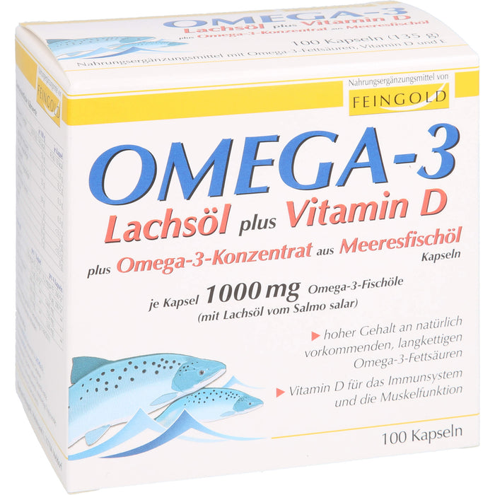 Omega-3 Lachsöl plus Vitamin D plus Omega-3-Konzen, 100 pc Capsules