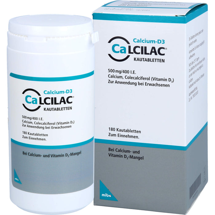 Calcilac Kautabletten 500 mg / 400 I.E., 180 St. Tabletten