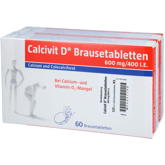 Calcivit D Brausetabletten 600 mg / 400 I.E. zur unterstützenden Behandlung von Osteoporose, 120 pc Tablettes