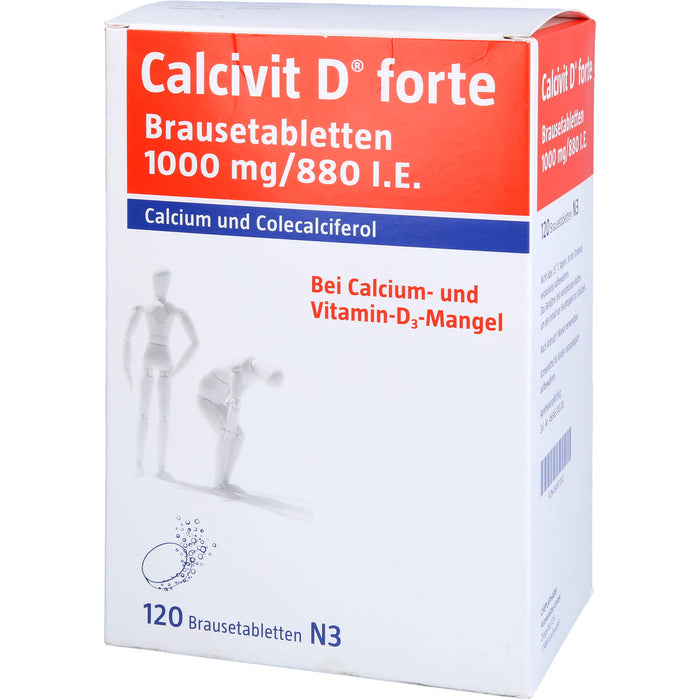 Calcivit D forte Brausetabletten 1000 mg / 880 I.E. bei Calcium und Vitamin-D3-Mangel, 120 pc Tablettes