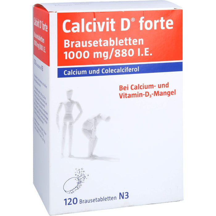 Calcivit D forte Brausetabletten 1000 mg / 880 I.E. bei Calcium und Vitamin-D3-Mangel, 120 pc Tablettes