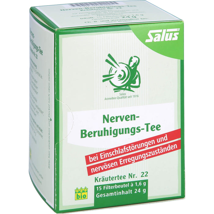 Salus Nerven-Beruhigungs-Tee Kräutertee Nr. 22 bio bei Einschlafstörungen und nervösen Erregungszuständen, 15 St. Filterbeutel