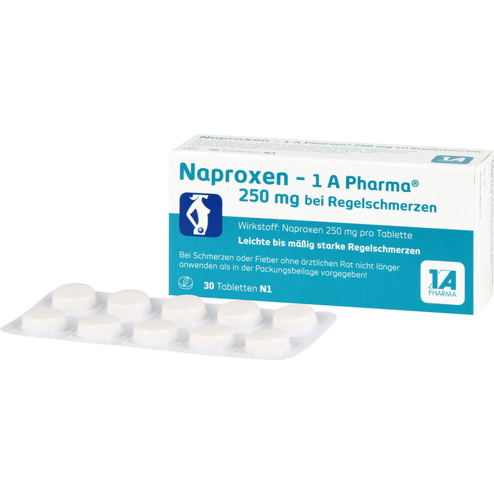 Naproxen - 1 A Pharma 250 mg Tabletten bei Regelschmerzen, 30 pc Tablettes