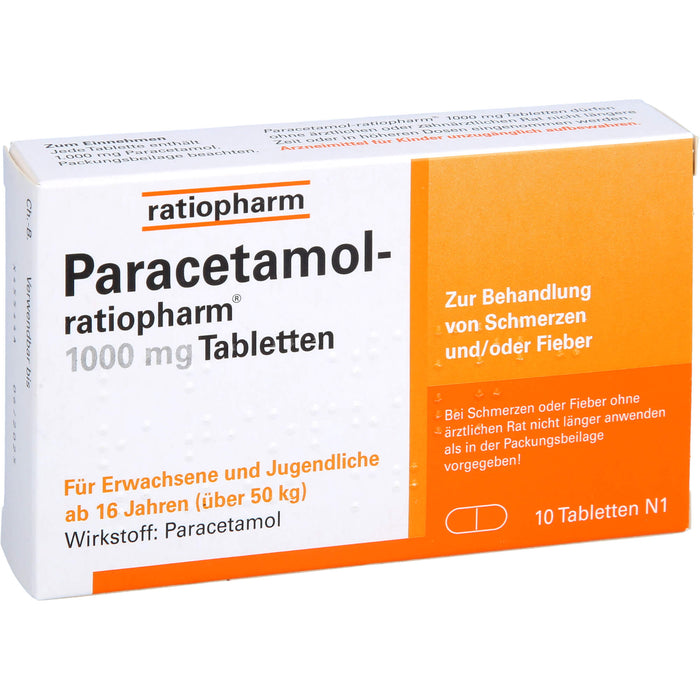 Paracetamol-ratiopharm 1000 mg Tabletten, 10.0 St. Tabletten