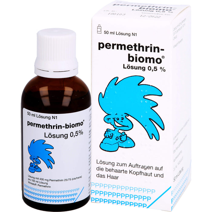 permethrin-biomo Lösung 0,5% zur Behandlung des Kopfhaares bei Befall mit Läusen, 50 ml Solution