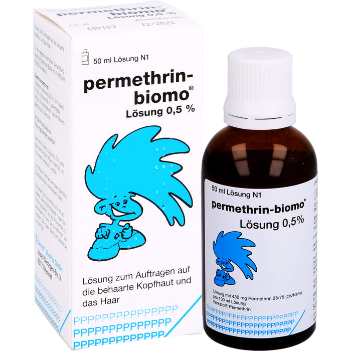 permethrin-biomo Lösung 0,5% zur Behandlung des Kopfhaares bei Befall mit Läusen, 50 ml Solution