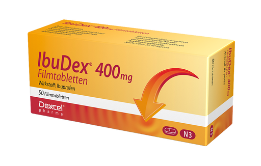 IbuDex 400 mg Filmtabletten bei Schmerzen und Fieber, 50 St. Tabletten