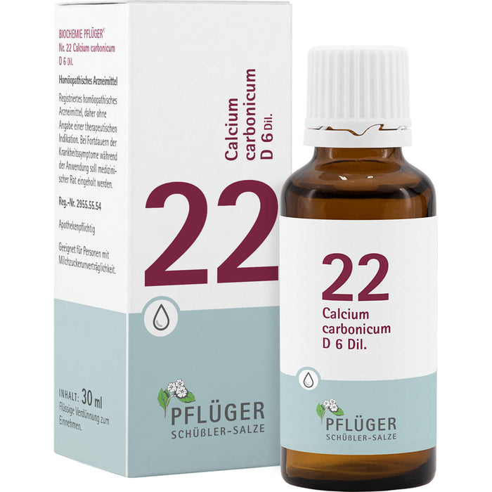 Pflüger Biochemie Nr.22 Calcium carbonicum D6 Mischung, 30 ml Lösung