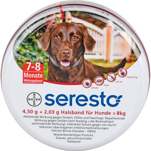 Seresto Halsband für große Hunde ab 8 kg gegen Zecken, Flöhe und Haarlinge, 1 St. Halsband