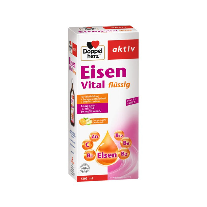 Doppelherz aktiv Eisen Vital Lösung mit Orangen-Apfel-Geschmack, 500 ml Solution