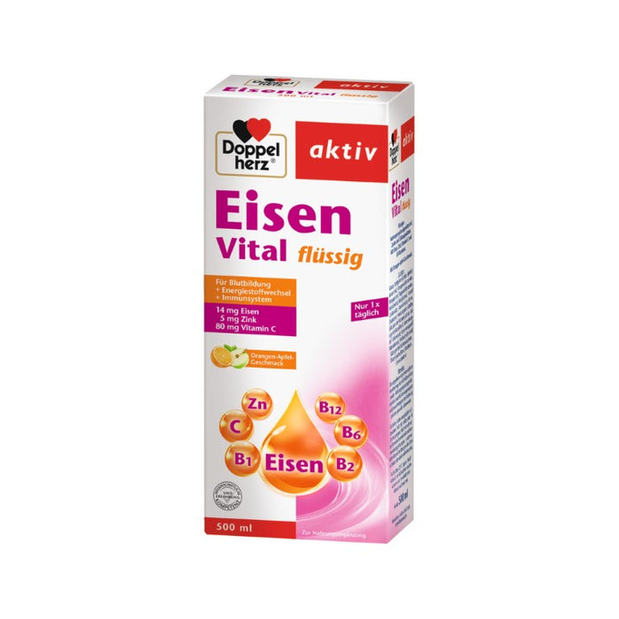 Doppelherz aktiv Eisen Vital Lösung mit Orangen-Apfel-Geschmack, 500 ml Solution