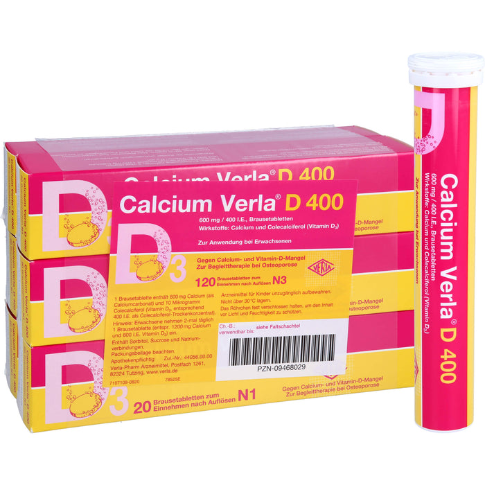 Calcium Verla D 400 Brausetabletten, 120 pc Comprimés effervescents