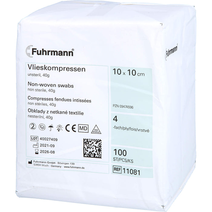 Vlieskompressen 10x10cm 4-lagig 40g unsteril, 100 St KOM