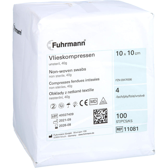 Vlieskompressen 10x10cm 4-lagig 40g unsteril, 100 St KOM