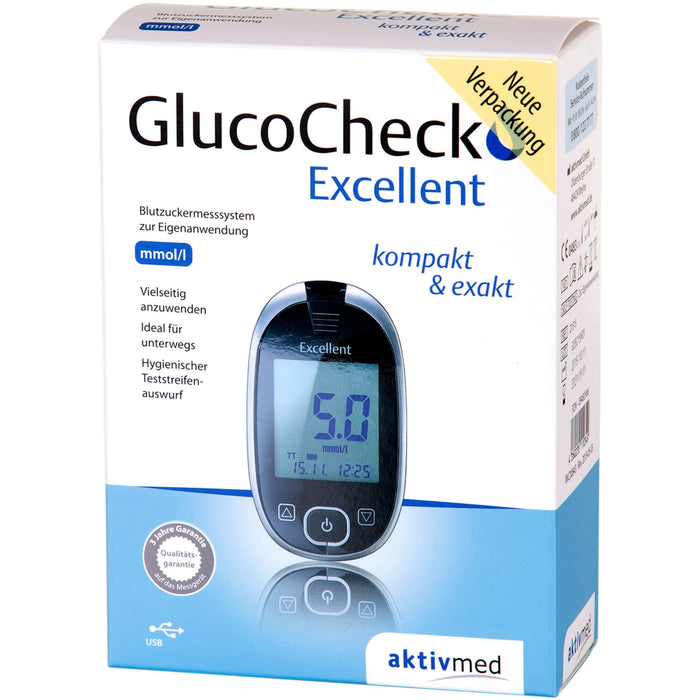 GlucoCheck Excellent Blutzuckermessgerät Setmmol/l, 1 St