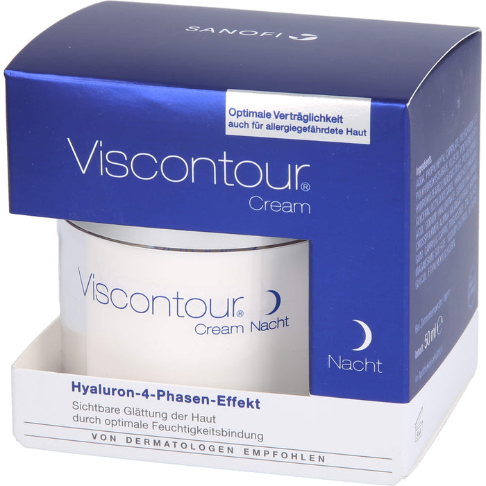 Viscontour Nachtcreme mit Hyaluron für eine sichtbare Glättung der Haut, 50 ml Creme