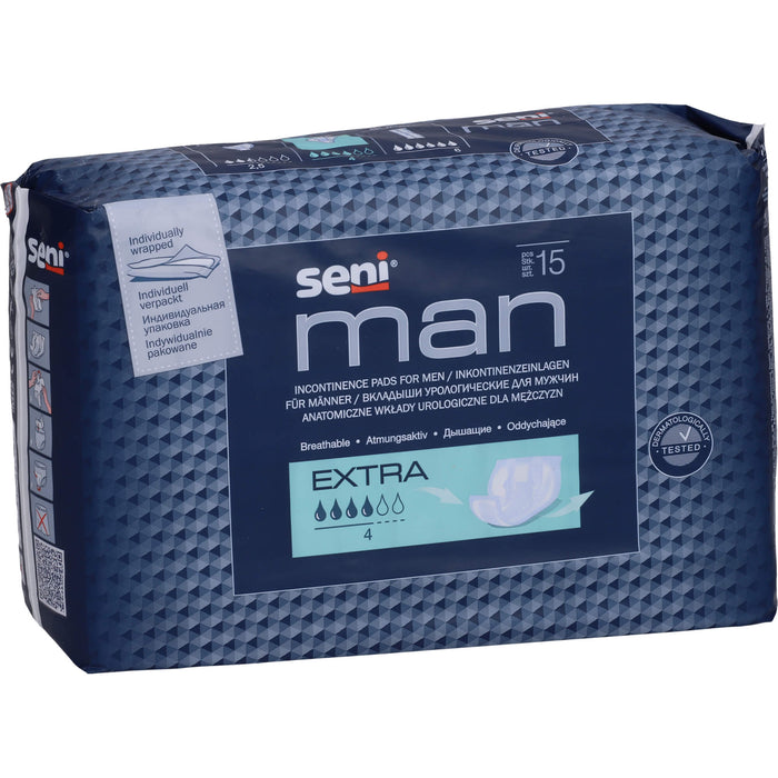 Seni Man Extra Inkontinenzeinlagen für Männer, 15 pc Dépôts