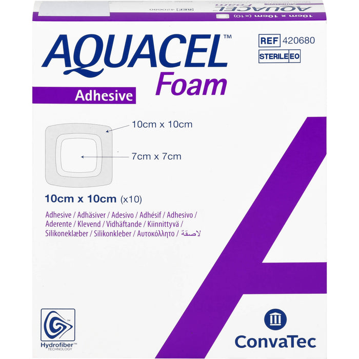 AQUACEL Foam adhäsiv 10x10cm, 10 St VER