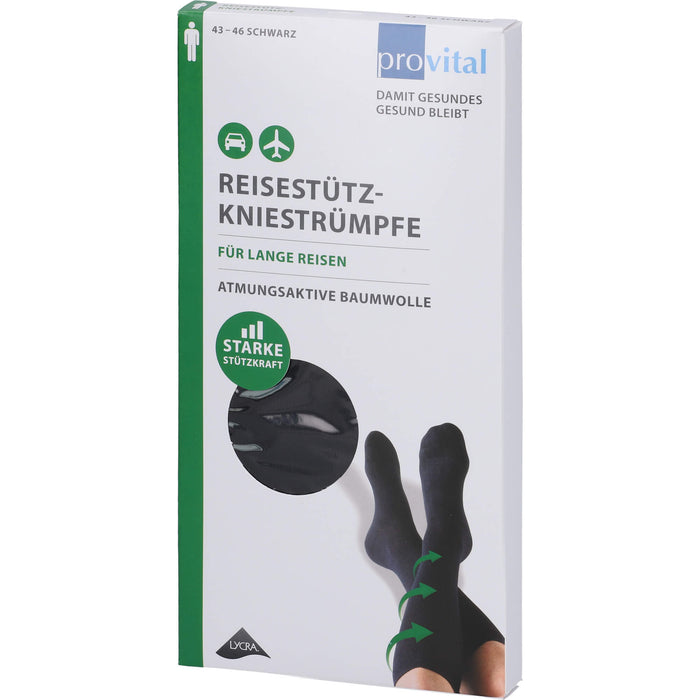 ProVital Reisekniestr. Baumwolle schwarz Gr. 39-42, 2 St